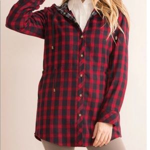 Simply Noelle Plaid Drawstring Shirt/Hoodie